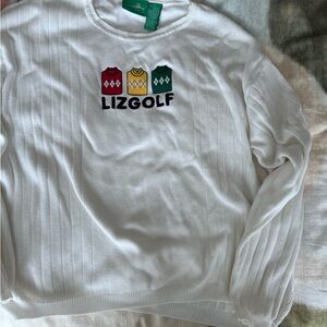 VINTAGE Liz Golf White Sweater with Embroidered Design